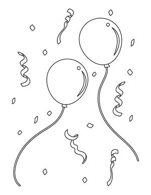 Confetti and Balloons Coloring Page