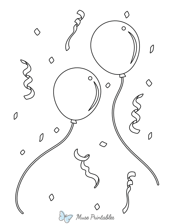 Confetti and Balloons Coloring Page