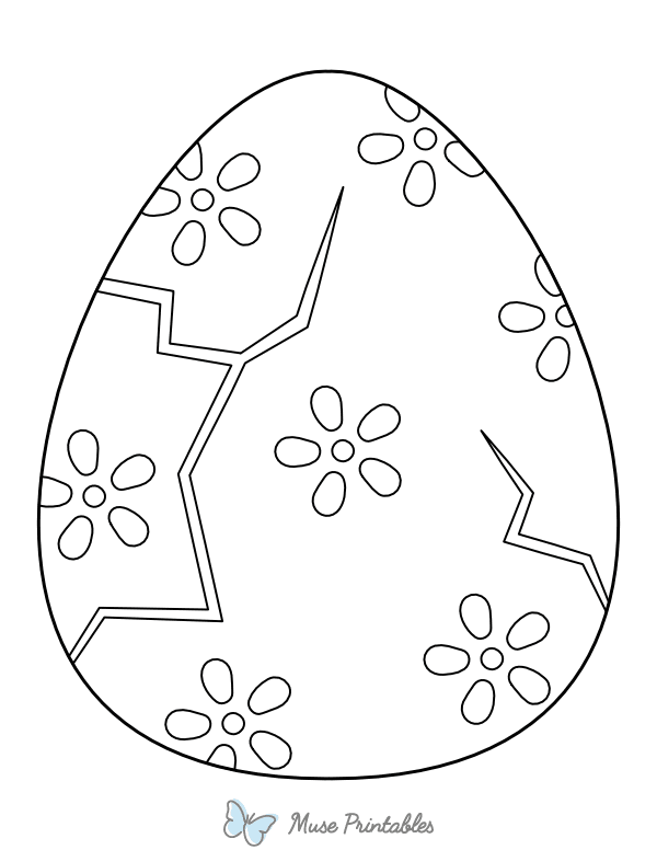 Cracked Floral Easter Egg Coloring Page