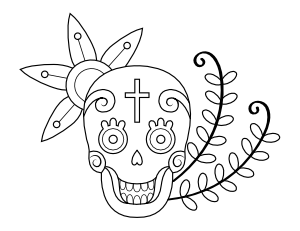 Cross Sugar Skull Coloring Page