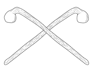 Crossed Shillelagh Coloring Page