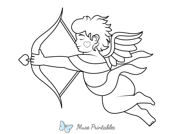 Cupid Firing a Heart Arrow Coloring Page