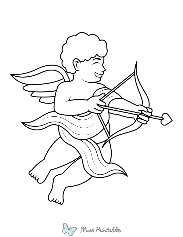 Cupid Firing Arrow Coloring Page