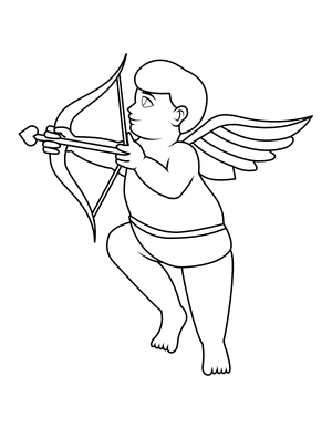 Cupid Firing Heart Arrow Coloring Page