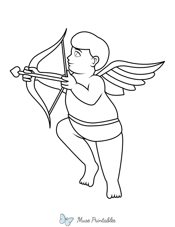 Cupid Firing Heart Arrow Coloring Page