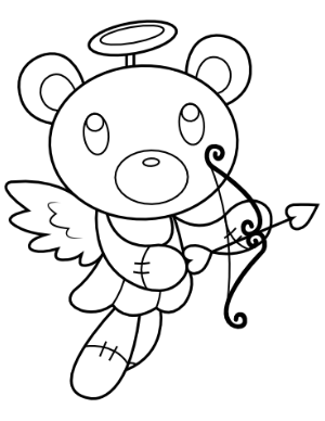 Cupid Teddy Bear Coloring Page
