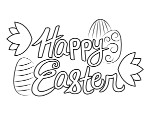 Cursive Happy Easter Coloring Page