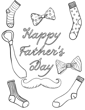 Cursive Happy Father's Day Coloring Page
