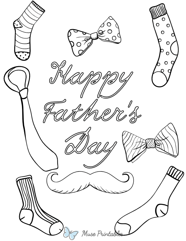 Cursive Happy Father's Day Coloring Page