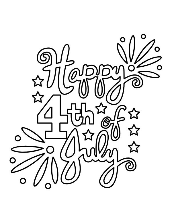 Cursive Happy Fourth Of July Coloring Page