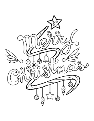 Cursive Merry Christmas Coloring Page