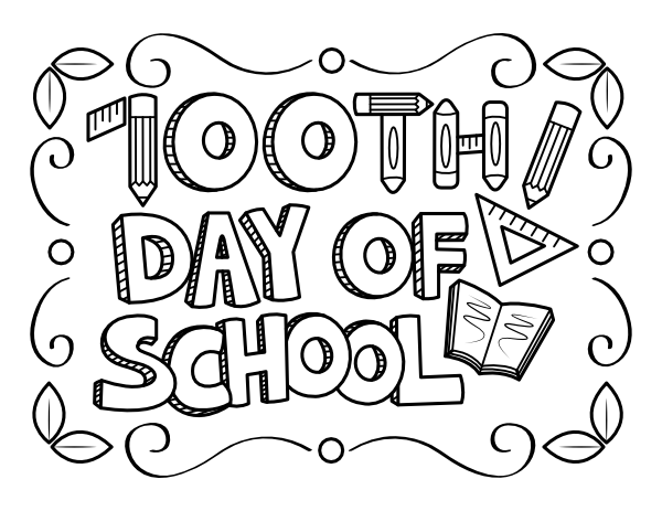 Cute 100th Day Of School Coloring Page