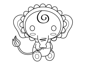 Cute Baby Elephant Coloring Page