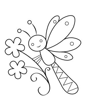 Cute Butterfly with Flowers Coloring Page