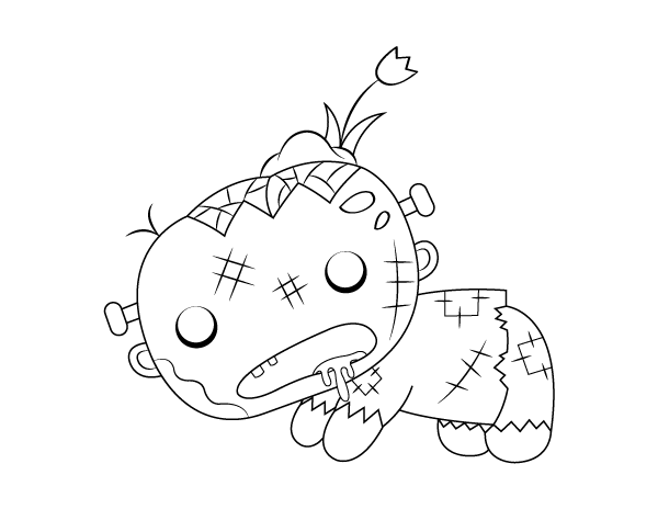 Cute Crawling Zombie Coloring Page