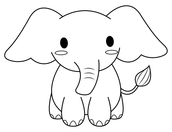 Download Printable Cute Elephant Coloring Page