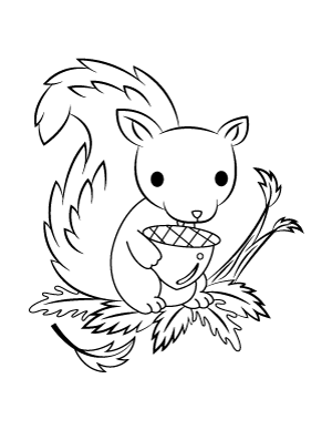 Cute Fall Squirrel Coloring Page