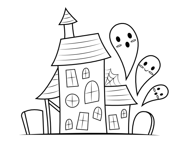 Stock photo of haunted house drawing sketch, cartoon picture of... - Stock  Image - Everypixel