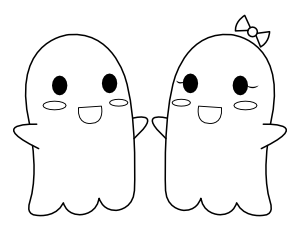 Cute Ghosts Coloring Page