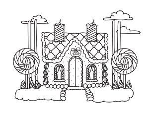 Cute Gingerbread House Coloring Page