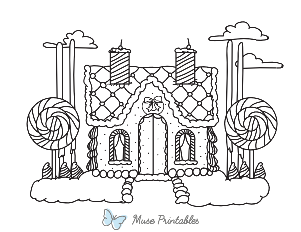 Cute Gingerbread House Coloring Page