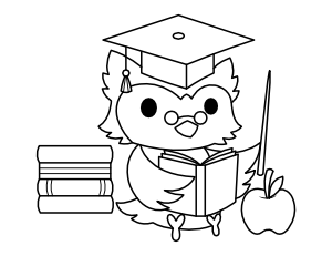 Cute Graduation Owl Coloring Page