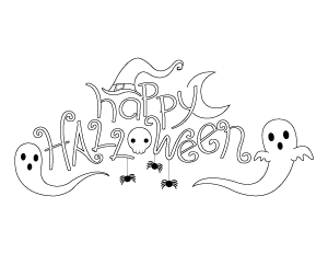 Cute Happy Halloween Coloring Page