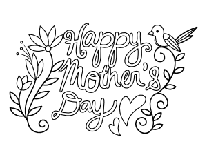 Cute Happy Mother's Day Coloring Page