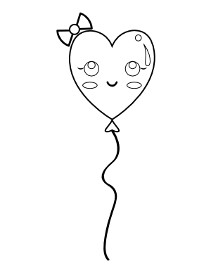 Cute Heart Balloon Coloring Page