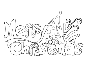 Cute Merry Christmas Coloring Page