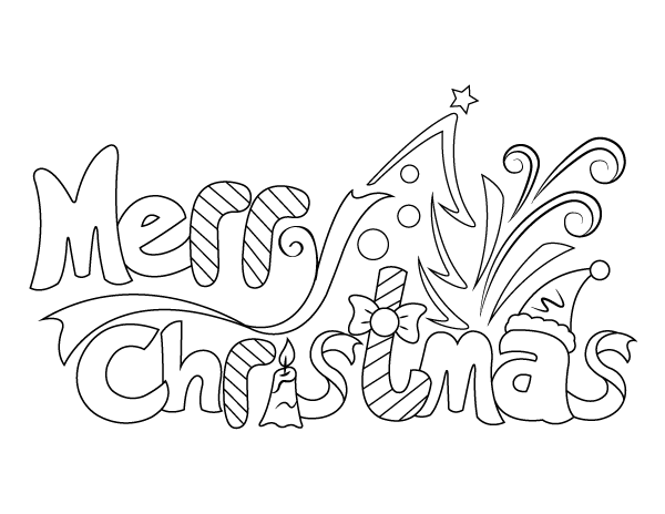Cute Merry Christmas Coloring Page