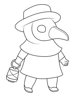 Cute Plague Doctor With a Lantern Coloring Page