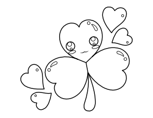 Cute Shamrock With Hearts Coloring Page