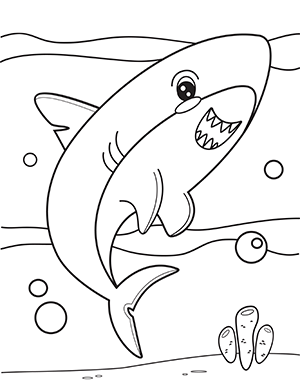 Cute Shark Coloring Page