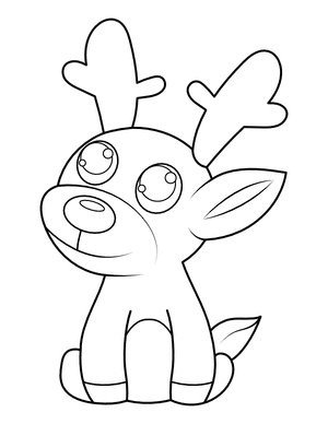 Cute Sitting Reindeer Coloring Page