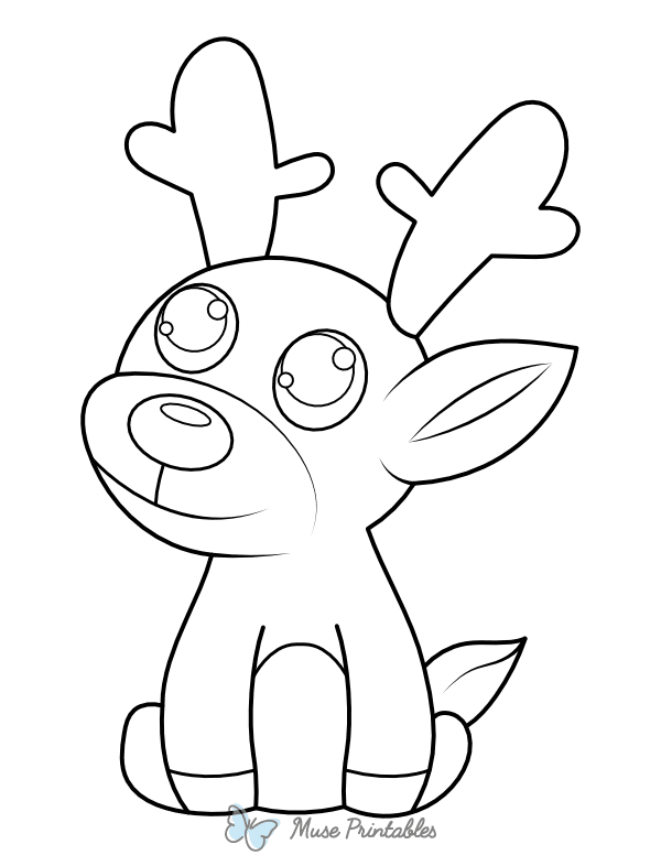 Cute Sitting Reindeer Coloring Page