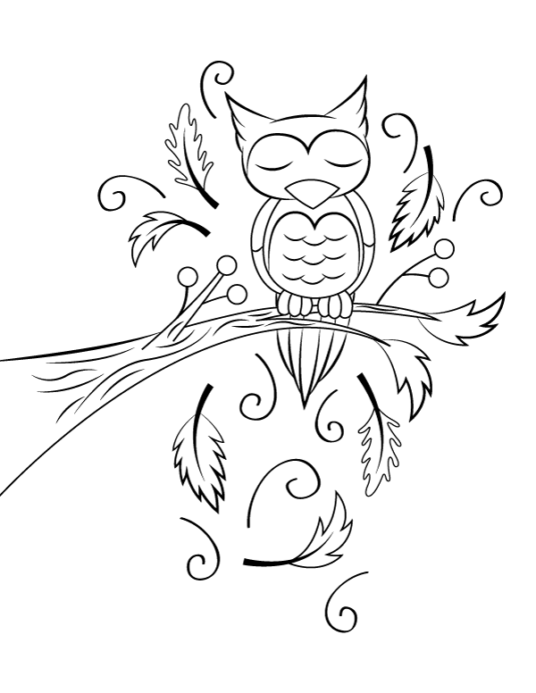 Cute Sleeping Owl Coloring Page