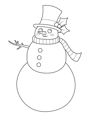 Cute Snowman With Top Hat Coloring Page