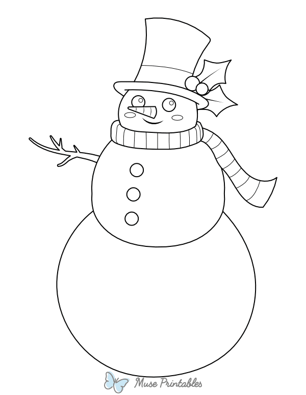 Cute Snowman With Top Hat Coloring Page