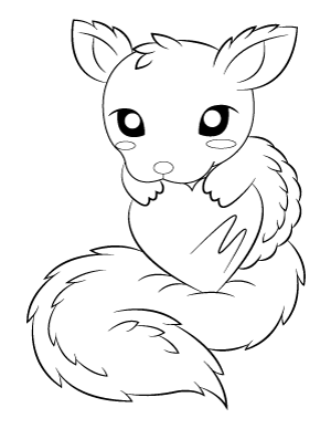 Cute Squirrel And Heart Coloring Page