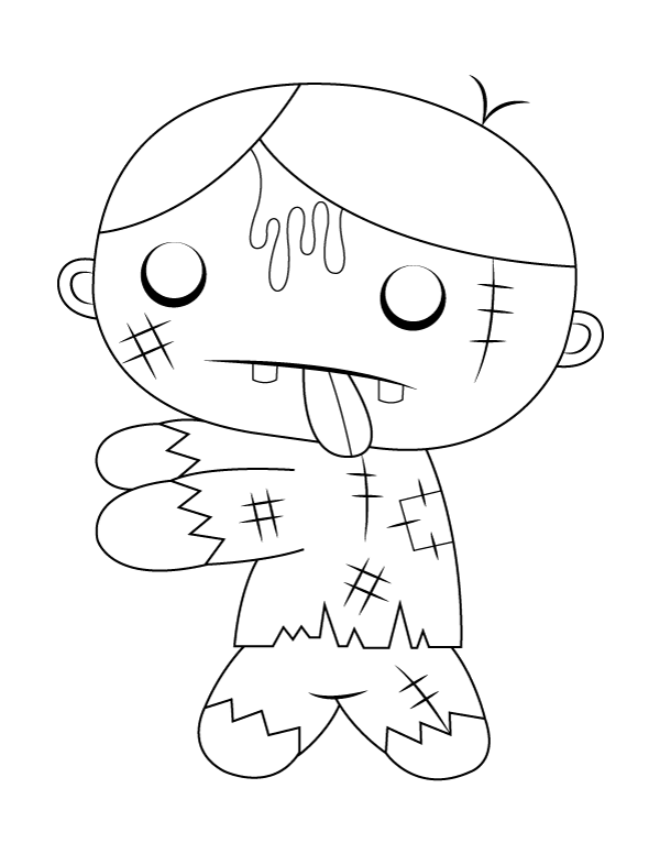 Cute Walking Zombie Coloring Page