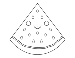 Cute Watermelon Coloring Page