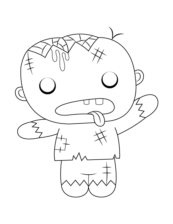 Cute Zombie Coloring Page