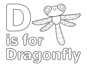 D Is for Dragonfly Coloring Page