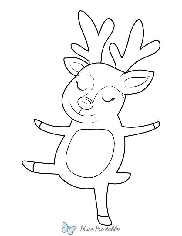 Dancing Cartoon Reindeer Coloring Page