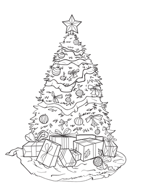 Decorated Christmas Tree Coloring Page