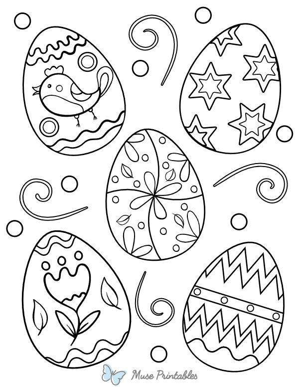 Decorated Easter Eggs Coloring Page