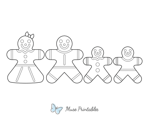 Decorated Gingerbread Family Coloring Page