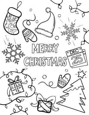 Detailed Merry Christmas Coloring Page