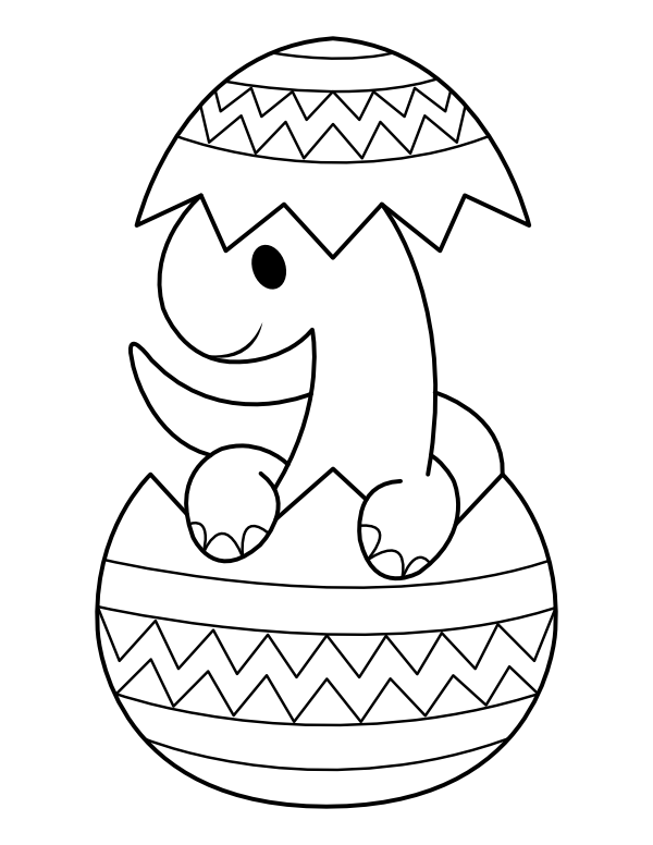 Dinosaur and Broken Easter Egg Coloring Page